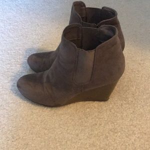 Taupe Wedge Booties